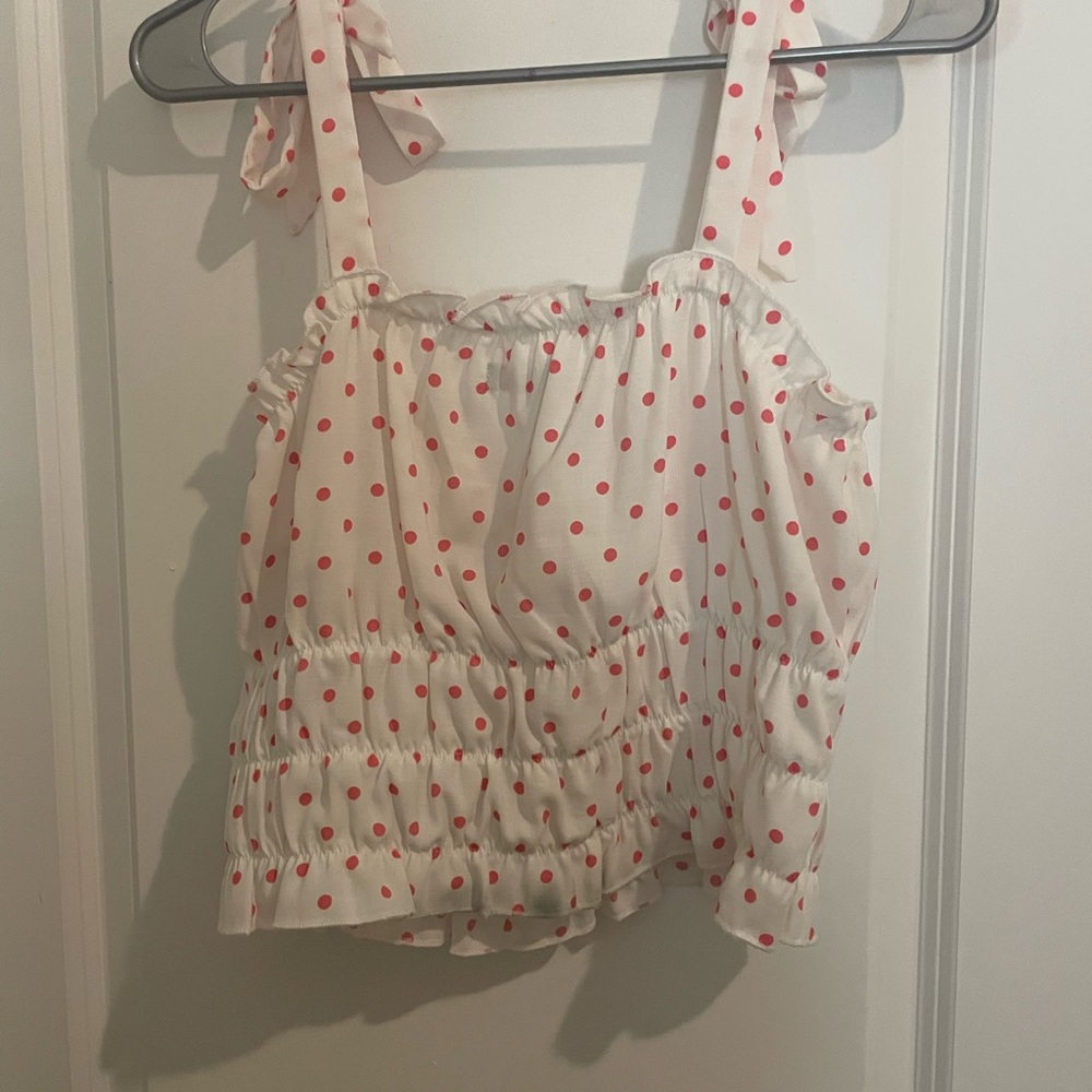 Gianni Bini White & Pink Tank Top with Ruched Bodice
